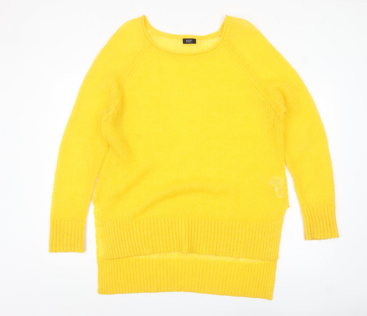 F&F Women's Yellow Mohair Blend Long Sleeve Scoop Neck Jumper Size 12