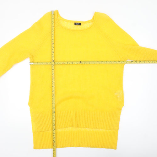 F&F Women's Yellow Mohair Blend Long Sleeve Scoop Neck Jumper Size 12