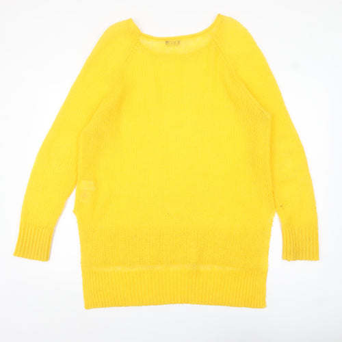 F&F Women's Yellow Mohair Blend Long Sleeve Scoop Neck Jumper Size 12