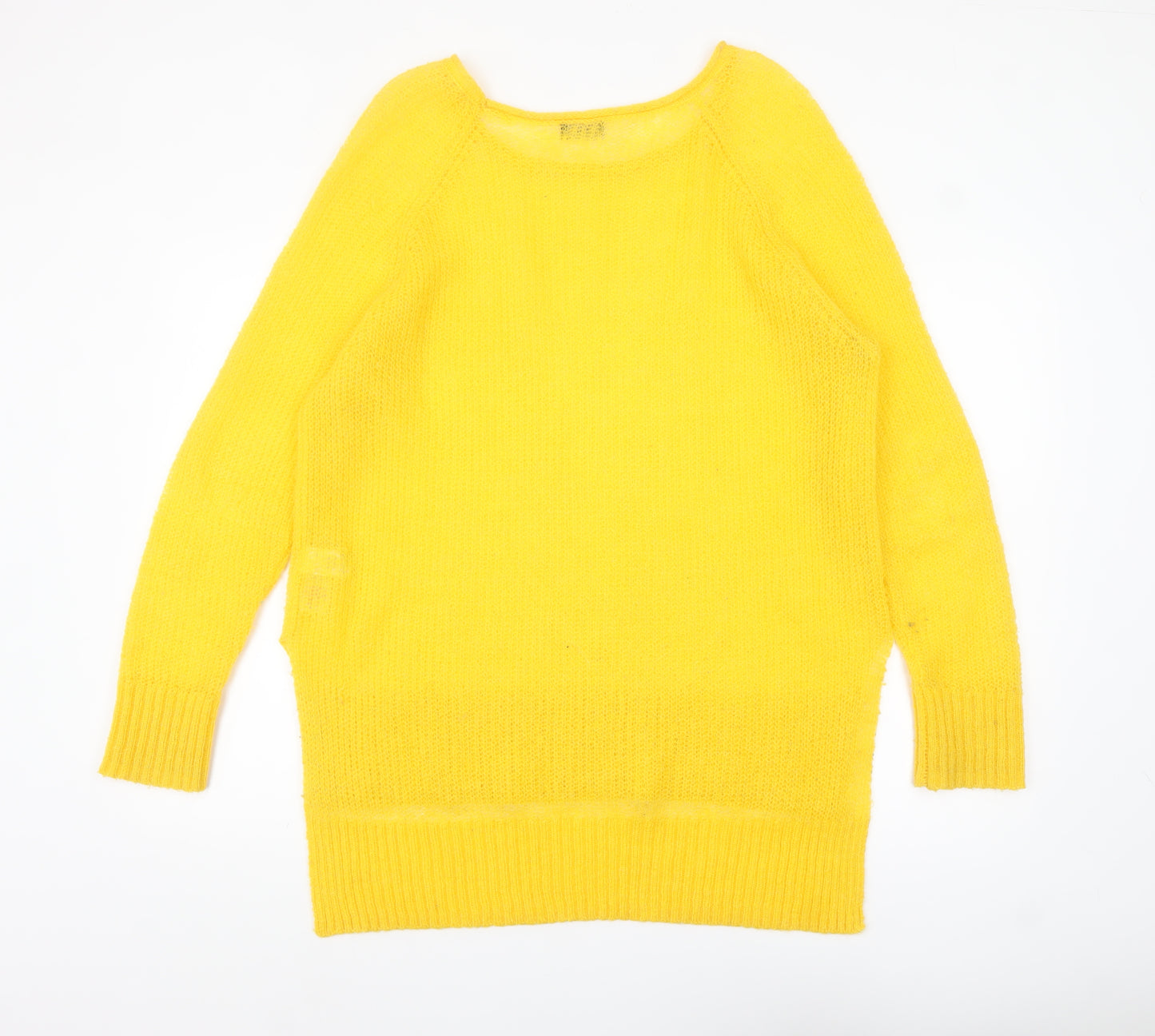 F&F Women's Yellow Mohair Blend Long Sleeve Scoop Neck Jumper Size 12