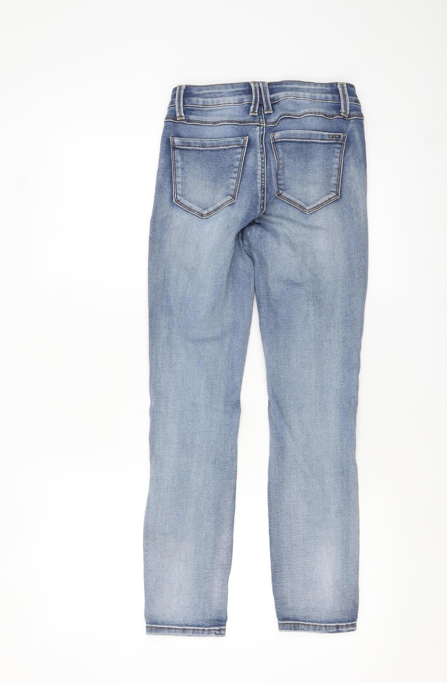 bebe Womens Blue Distressed Skinny Jeans Size 27 Mid Rise Denim