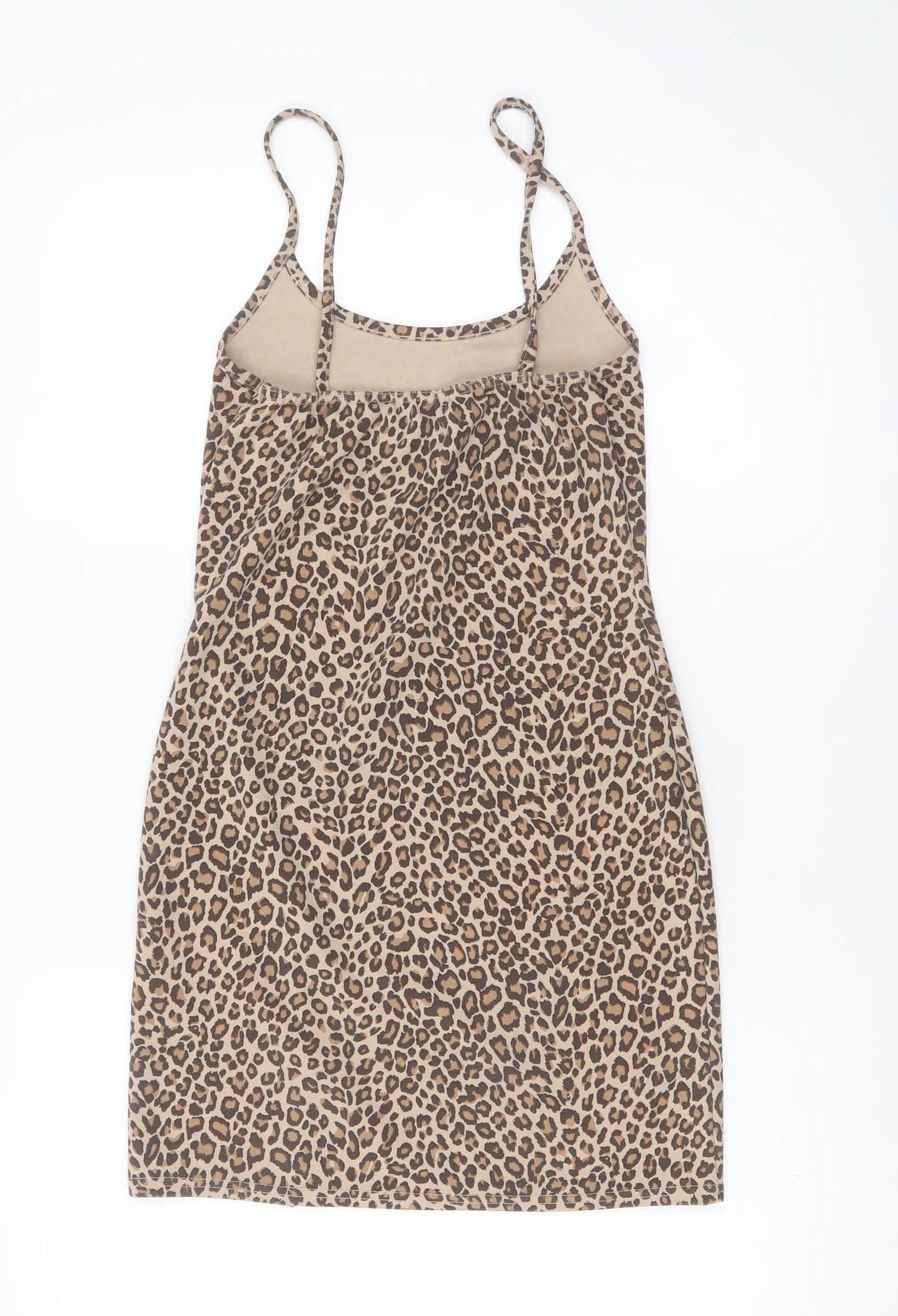PrettyLittleThing Women's Beige Leopard Print Slip Dress Size 10
