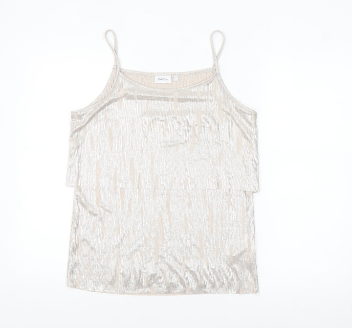 Next Women Silver Camisole Tank Top Size 12 Sleeveless Party Style