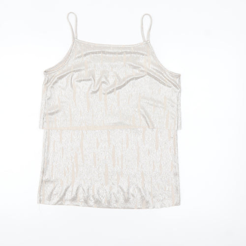 Next Women Silver Camisole Tank Top Size 12 Sleeveless Party Style