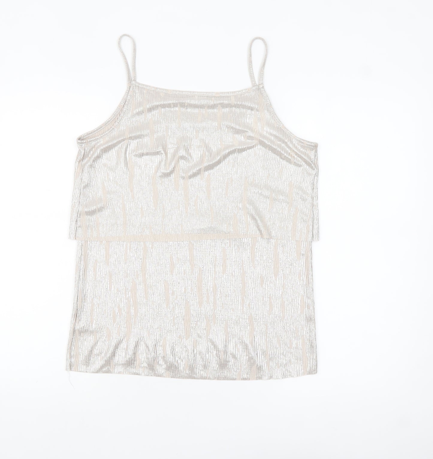 Next Women Silver Camisole Tank Top Size 12 Sleeveless Party Style