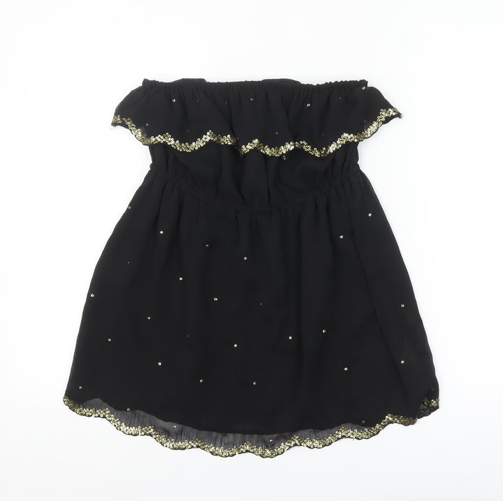 New Look Women Black Sequin Off Shoulder Blouse Size 10