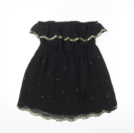 New Look Women Black Sequin Off Shoulder Blouse Size 10