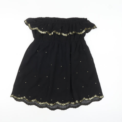 New Look Women Black Sequin Off Shoulder Blouse Size 10