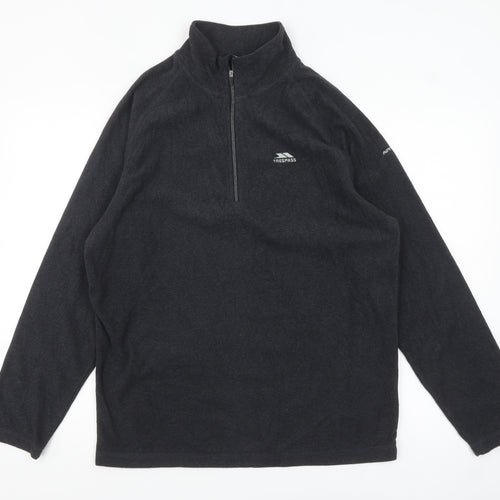 Trespass Mens Black Fleece 1/2 Zip Pullover Sweatshirt L