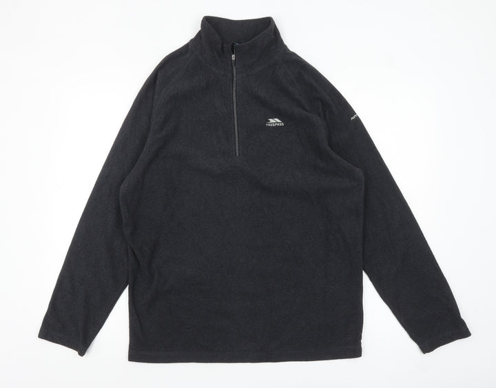 Trespass Mens Black Fleece 1/2 Zip Pullover Sweatshirt L
