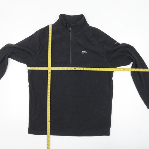 Trespass Mens Black Fleece 1/2 Zip Pullover Sweatshirt L