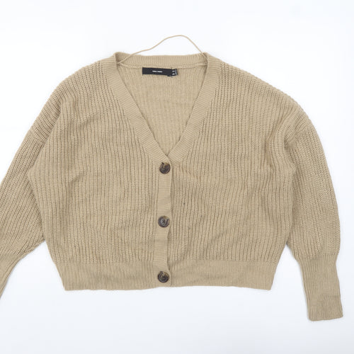 Vero Moda Women’s Beige Chunky-Knit V-Neck Cardigan XL