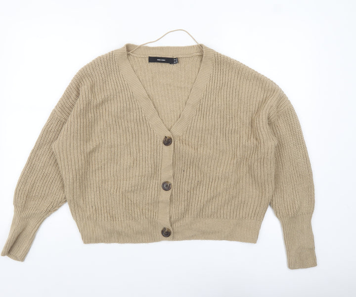 Vero Moda Women’s Beige Chunky-Knit V-Neck Cardigan XL