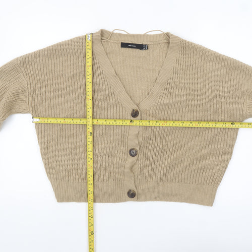 Vero Moda Women’s Beige Chunky-Knit V-Neck Cardigan XL