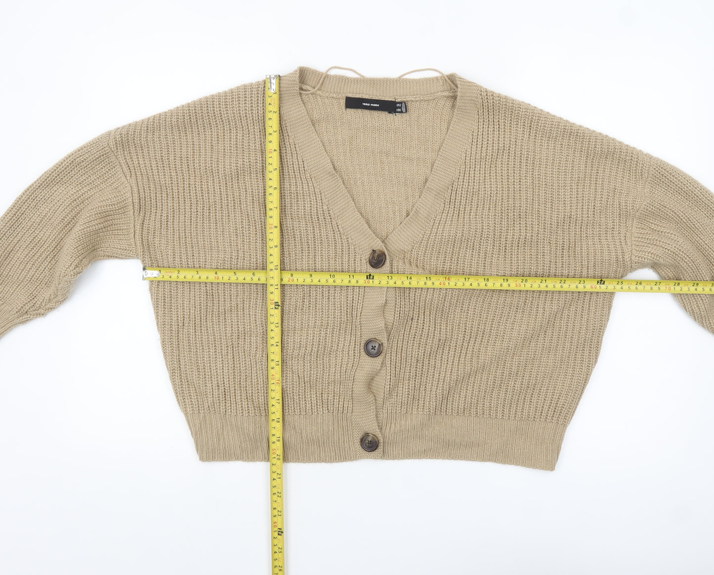 Vero Moda Women’s Beige Chunky-Knit V-Neck Cardigan XL