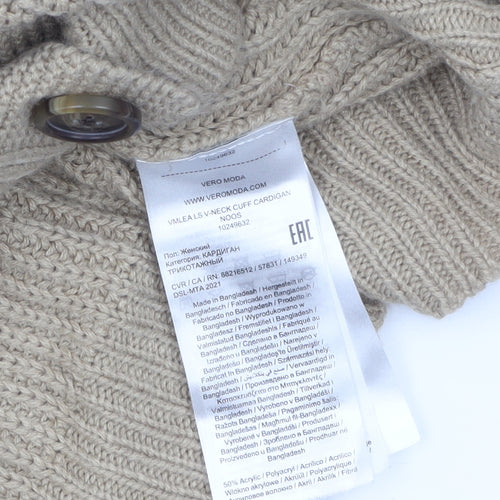 Vero Moda Women’s Beige Chunky-Knit V-Neck Cardigan XL