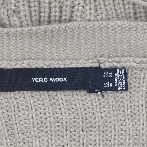 Vero Moda Women’s Beige Chunky-Knit V-Neck Cardigan XL