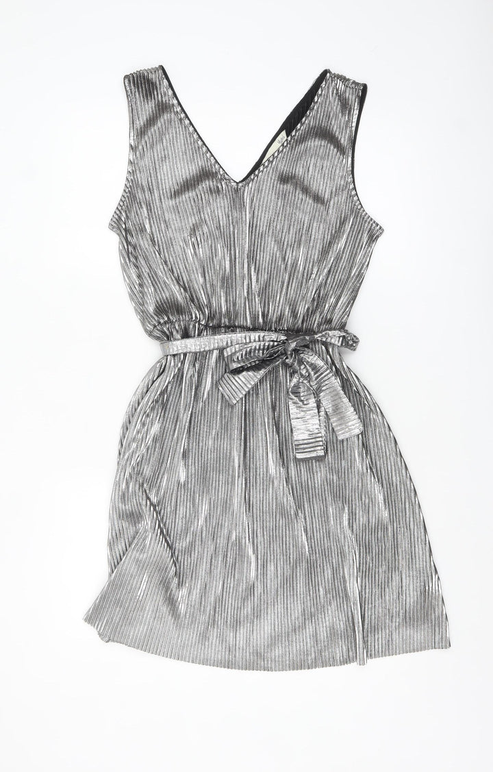 Yumi Women Silver L A-Line Sleeveless Party Dress