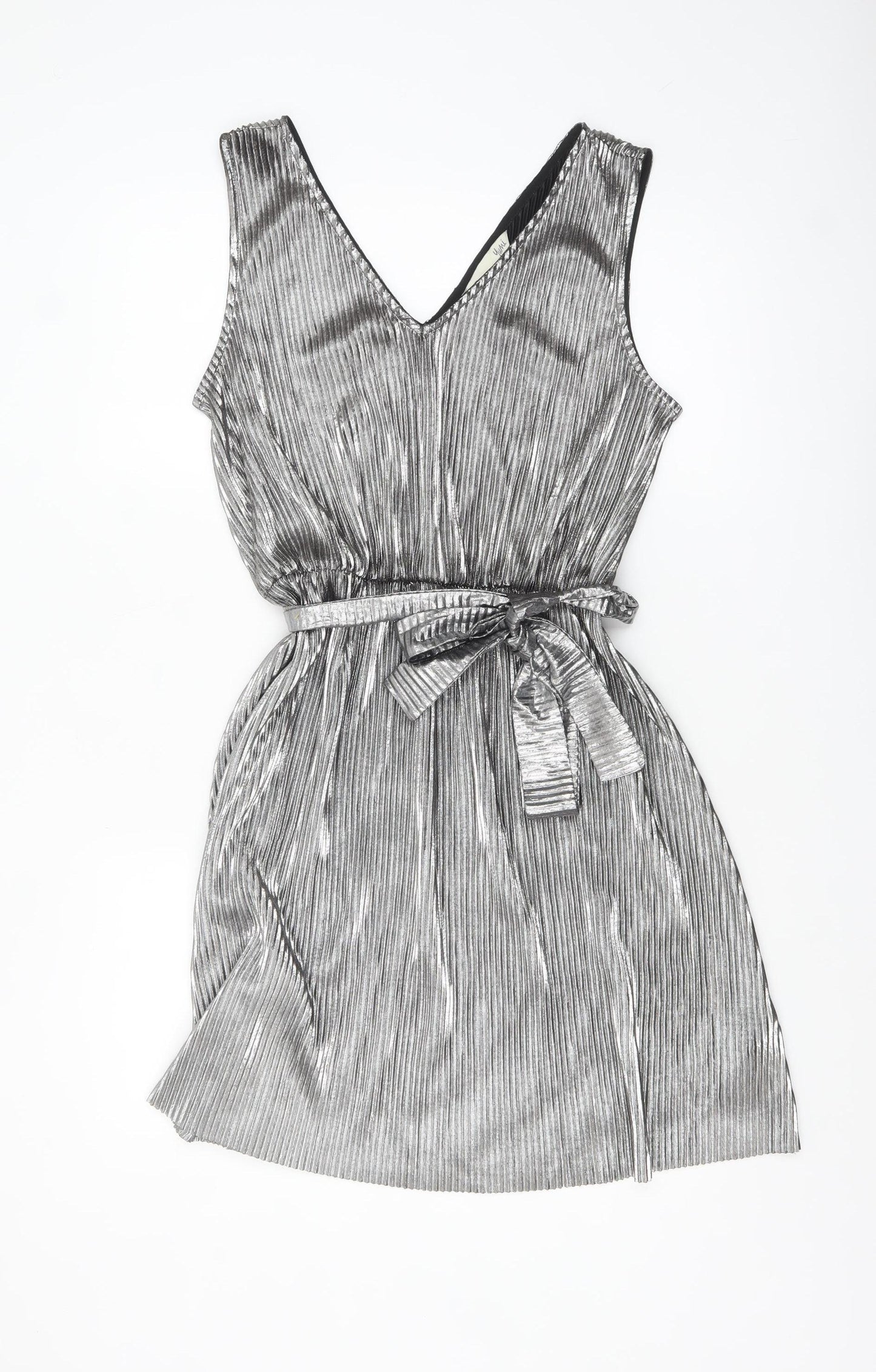 Yumi Women Silver L A-Line Sleeveless Party Dress
