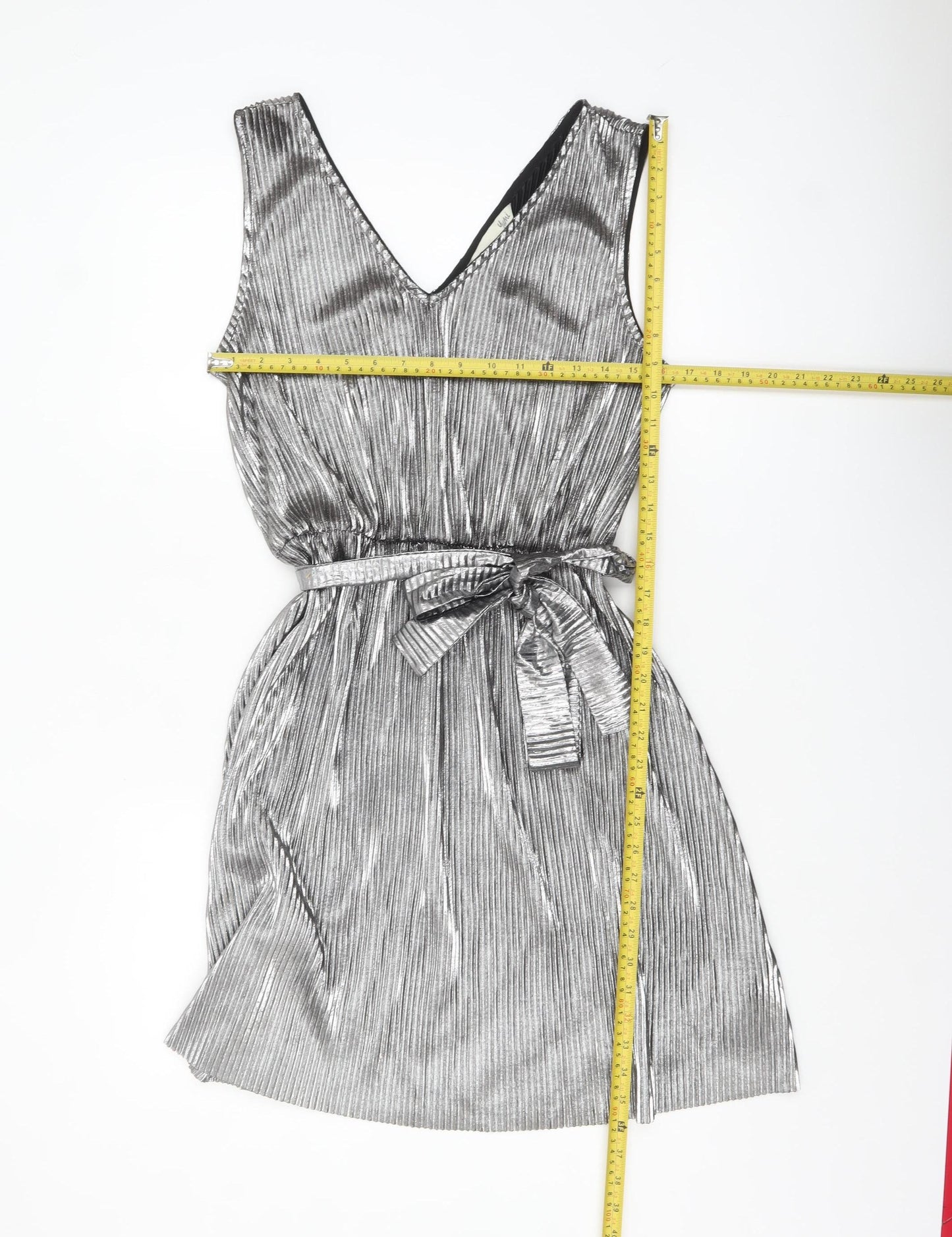 Yumi Women Silver L A-Line Sleeveless Party Dress