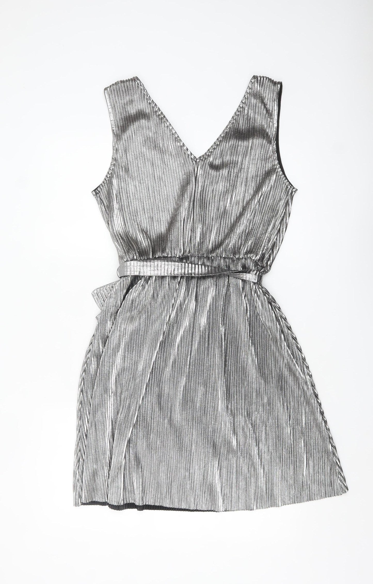 Yumi Women Silver L A-Line Sleeveless Party Dress