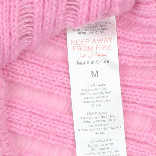 Nasty Gal Womens Pink V-Neck Long Sleeve Knit Cropped Jumper M