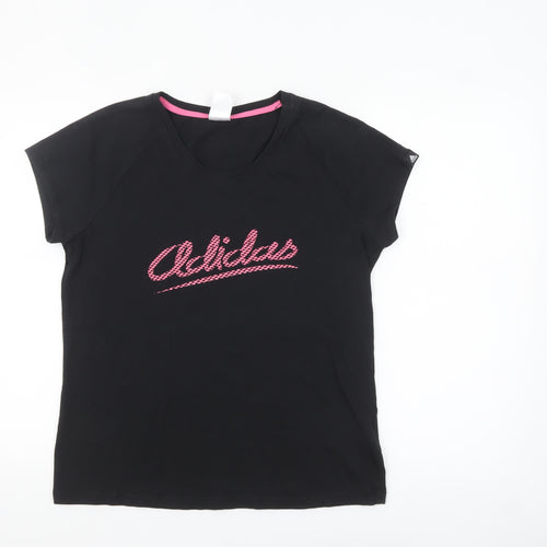 Adidas Womens Black XL Short Sleeve Stretch Cotton T-Shirt
