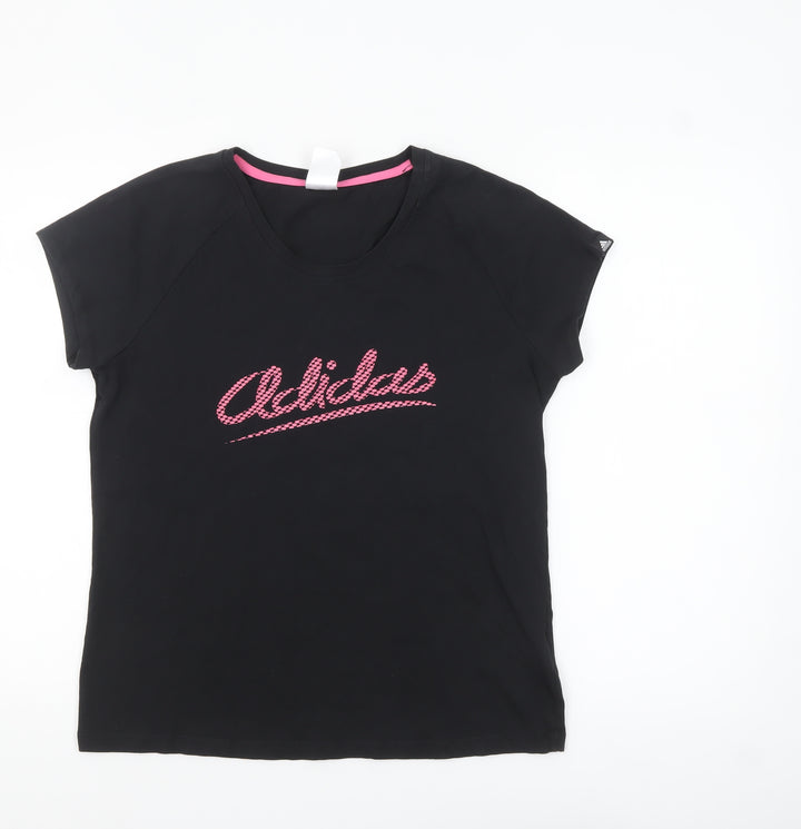 Adidas Womens Black XL Short Sleeve Stretch Cotton T-Shirt