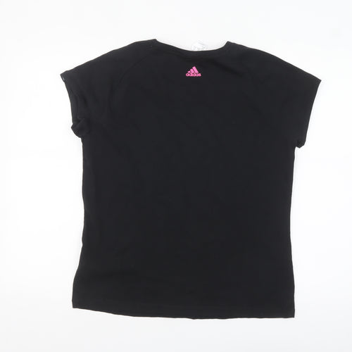 Adidas Womens Black XL Short Sleeve Stretch Cotton T-Shirt