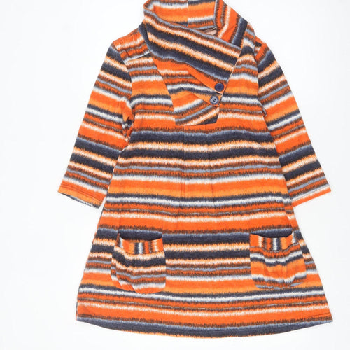 Stella Women’s Orange Striped A-Line Knit Dress Size 8