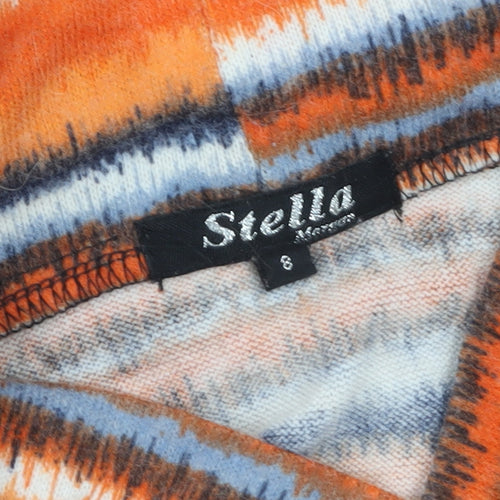 Stella Women’s Orange Striped A-Line Knit Dress Size 8