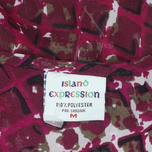 Island Expression Womens Pink Beaded V-Neck Tunic Blouse M