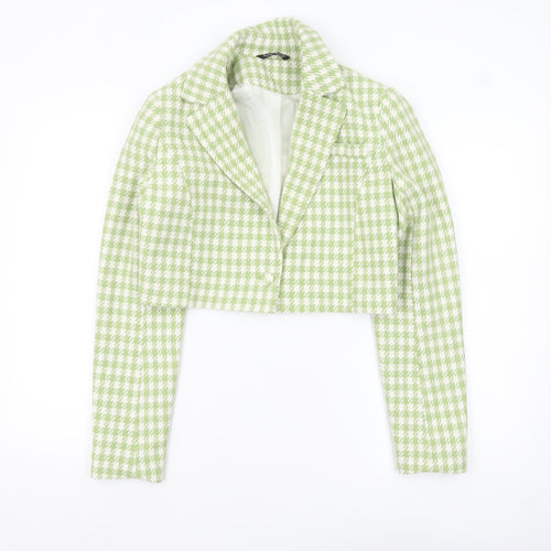 Select Women's Green Houndstooth Cropped Blazer UK 10