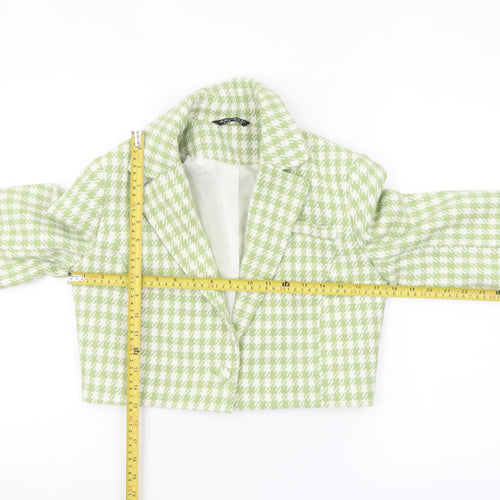 Select Women's Green Houndstooth Cropped Blazer UK 10