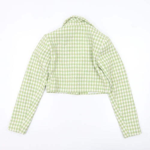 Select Women's Green Houndstooth Cropped Blazer UK 10