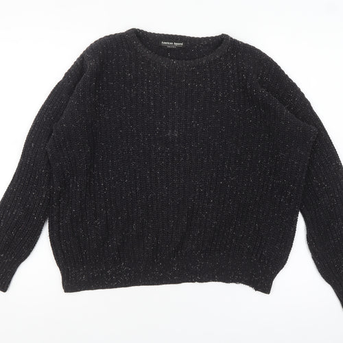 American Apparel Women's Black XS Chunky Knit Cotton Pullover Jumper