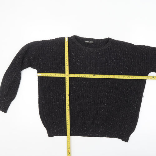 American Apparel Women's Black XS Chunky Knit Cotton Pullover Jumper