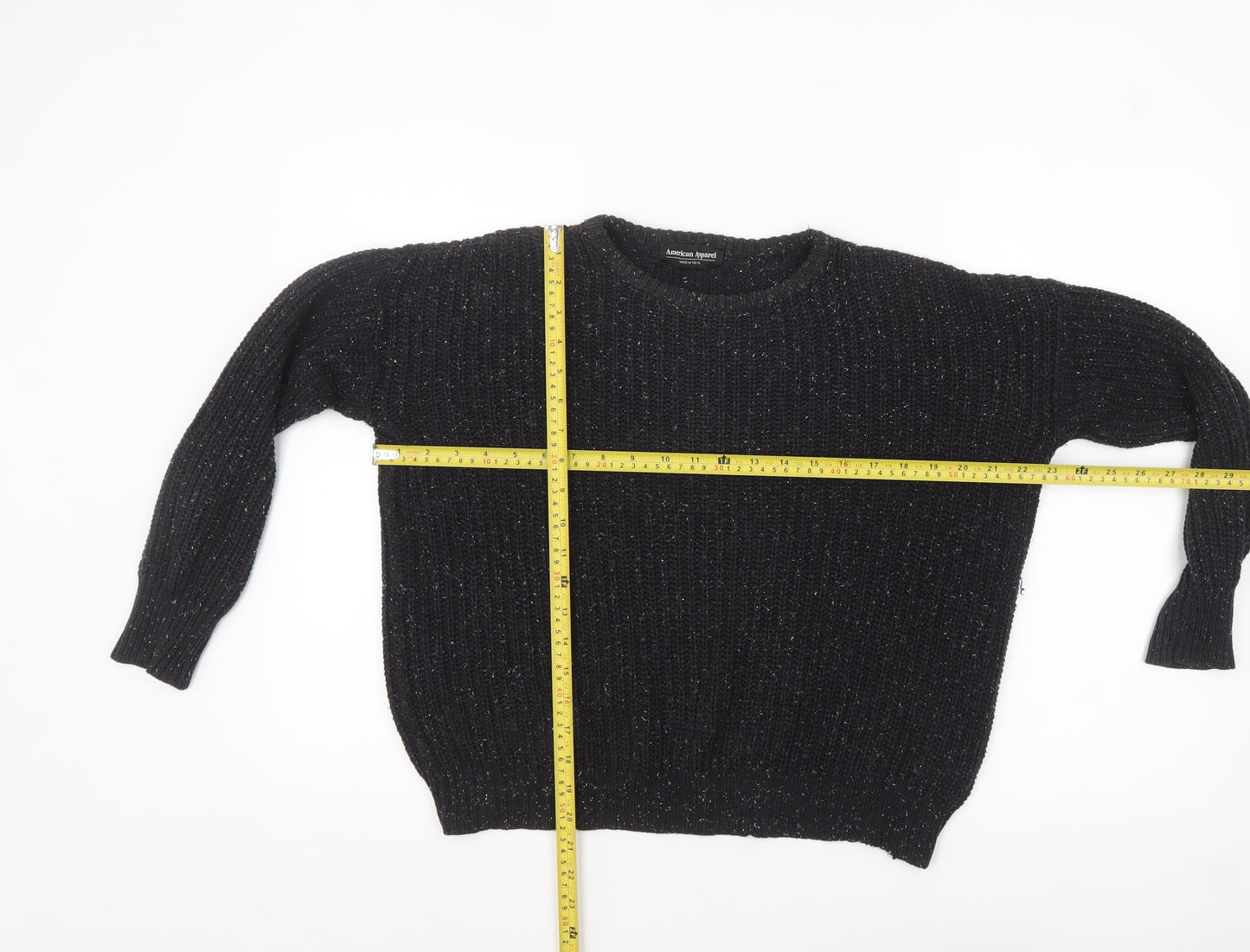 American Apparel Women's Black XS Chunky Knit Cotton Pullover Jumper
