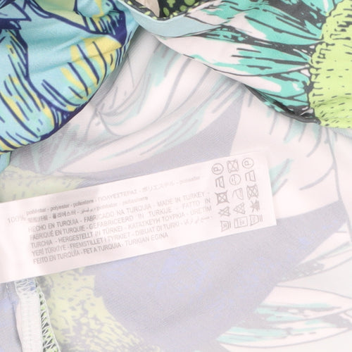 Bershka Men's XS Blue Floral Button-Up Shirt Summer Casual