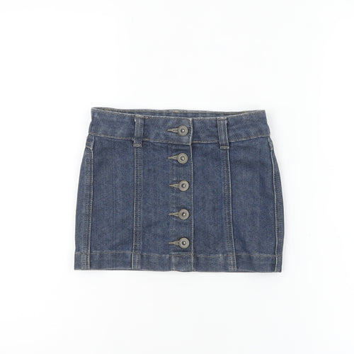Tu Girls Blue Denim Button Front Mini Skirt 4 Years Cotton Blend