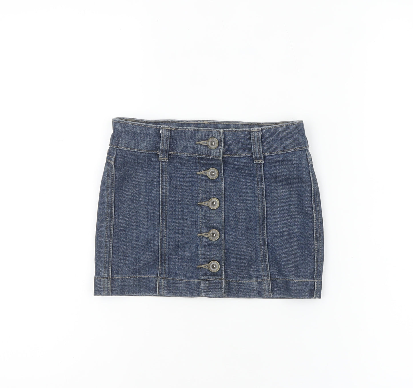 Tu Girls Blue Denim Button Front Mini Skirt 4 Years Cotton Blend