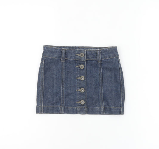 Tu Girls Blue Denim Button Front Mini Skirt 4 Years Cotton Blend