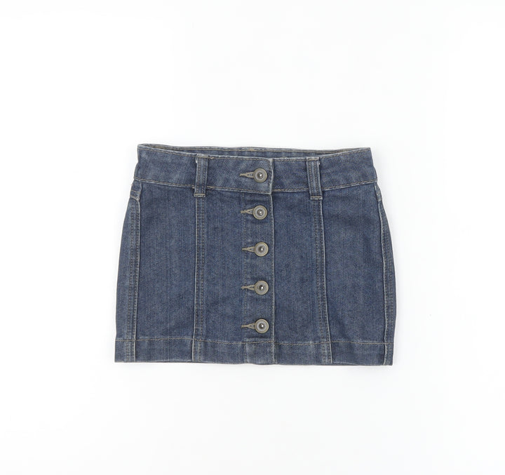 Tu Girls Blue Denim Button Front Mini Skirt 4 Years Cotton Blend