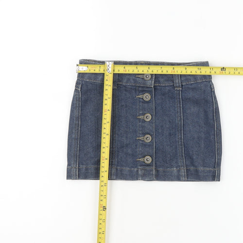 Tu Girls Blue Denim Button Front Mini Skirt 4 Years Cotton Blend