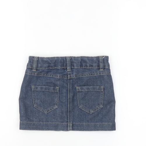 Tu Girls Blue Denim Button Front Mini Skirt 4 Years Cotton Blend