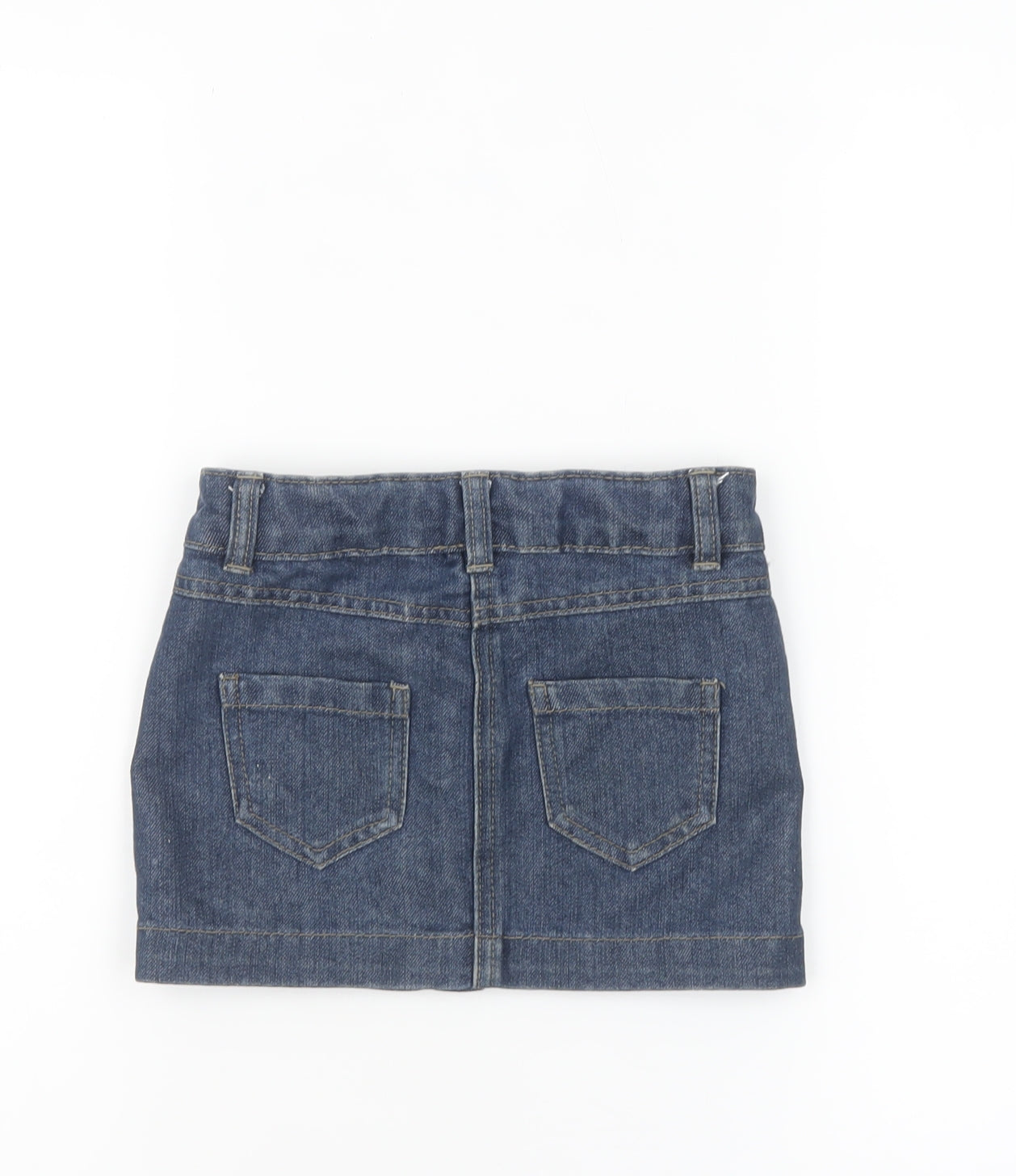 Tu Girls Blue Denim Button Front Mini Skirt 4 Years Cotton Blend