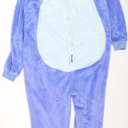 Women's Blue Stitch Fleece Hooded One Piece Pyjama L Disney Style