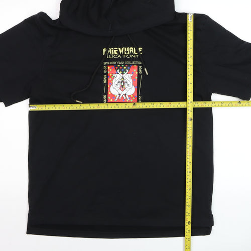 Fairwhale Men’s Black Graphic Pullover Hoodie L Art Design