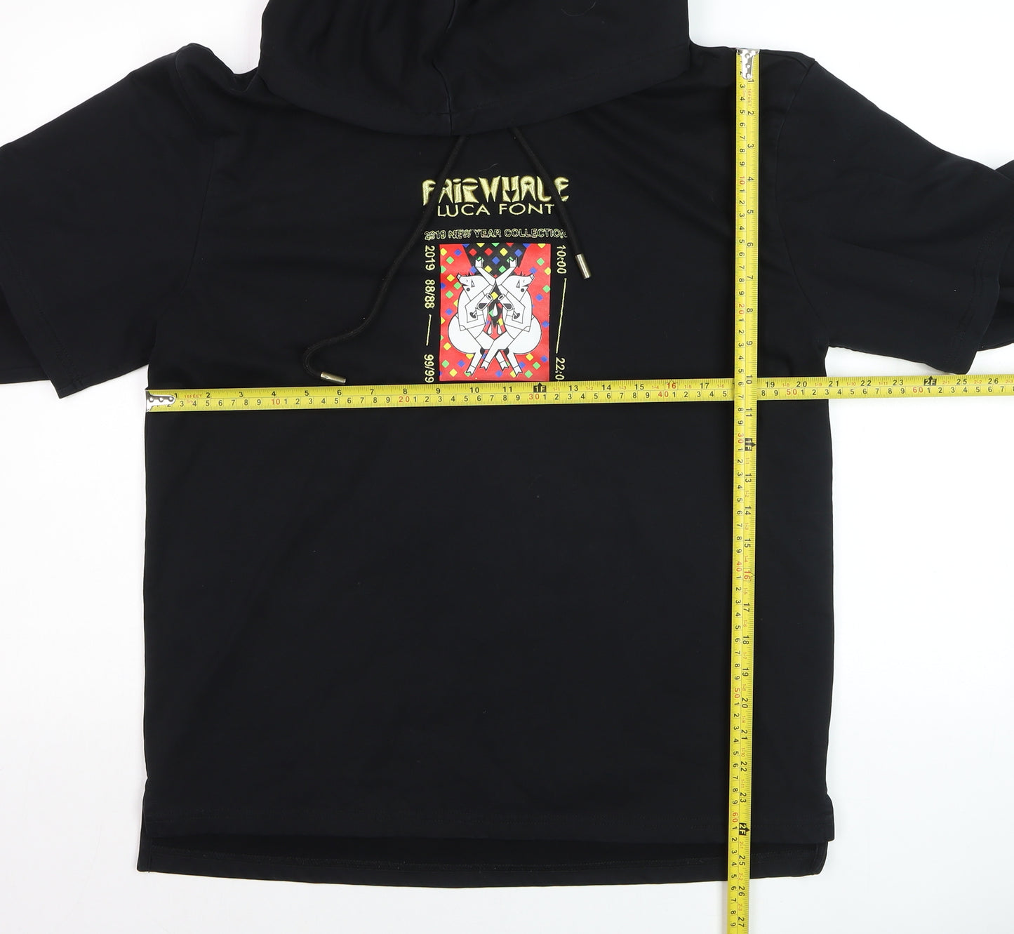 Fairwhale Men’s Black Graphic Pullover Hoodie L Art Design