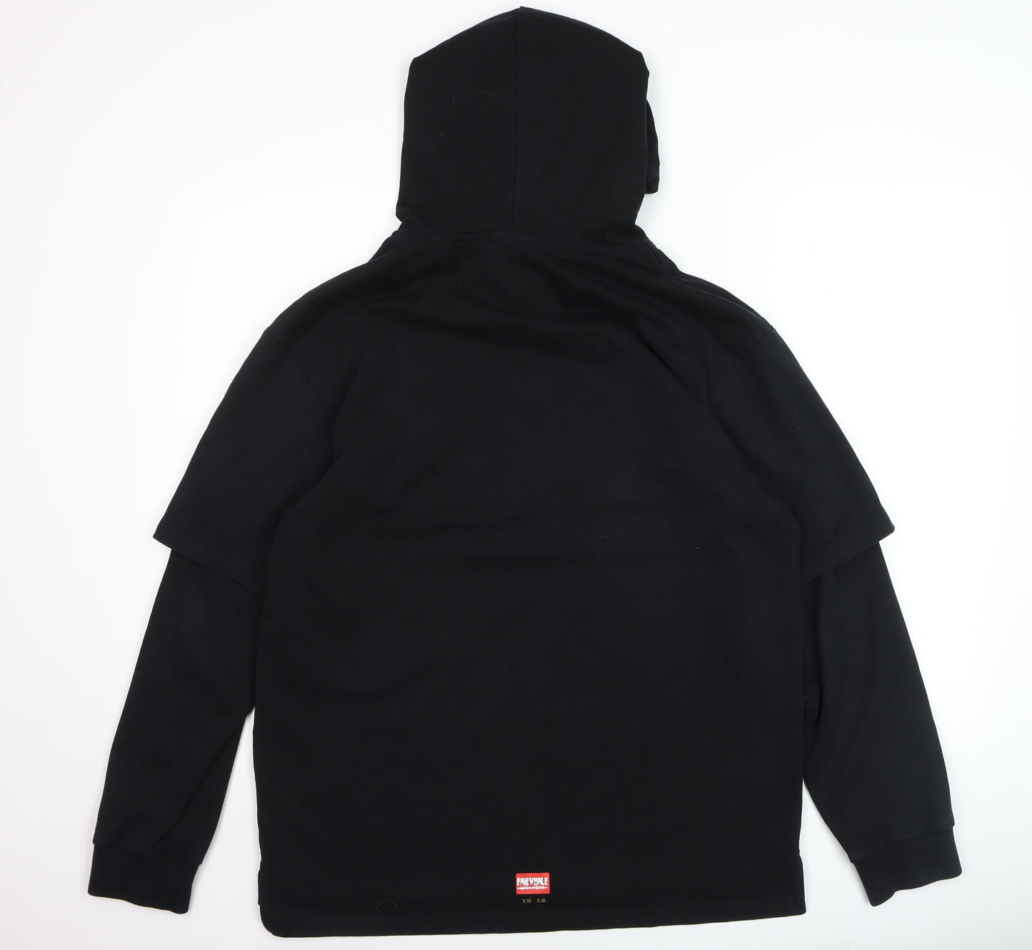 Fairwhale Men’s Black Graphic Pullover Hoodie L Art Design